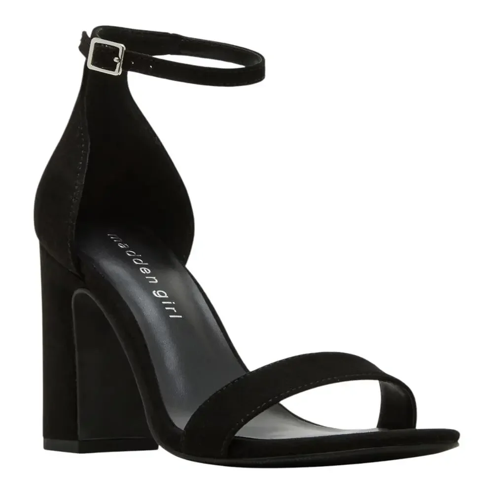 Madden Girl Women's Sasha Two Piece Block Heel Dress Sandals Black Size 6